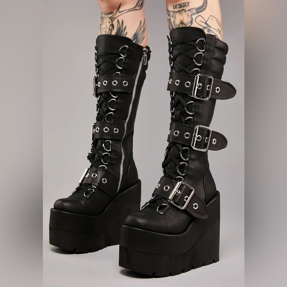 Dolls Kill Platform Buckle Boots